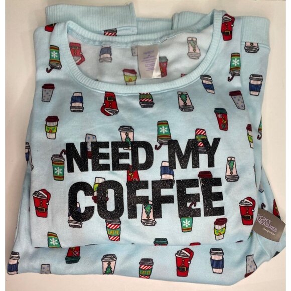 Secret Treasures Women's 3X Need My Coffee Holiday 2PC Pajama Sleep Set NWT - Picture 2 of 2